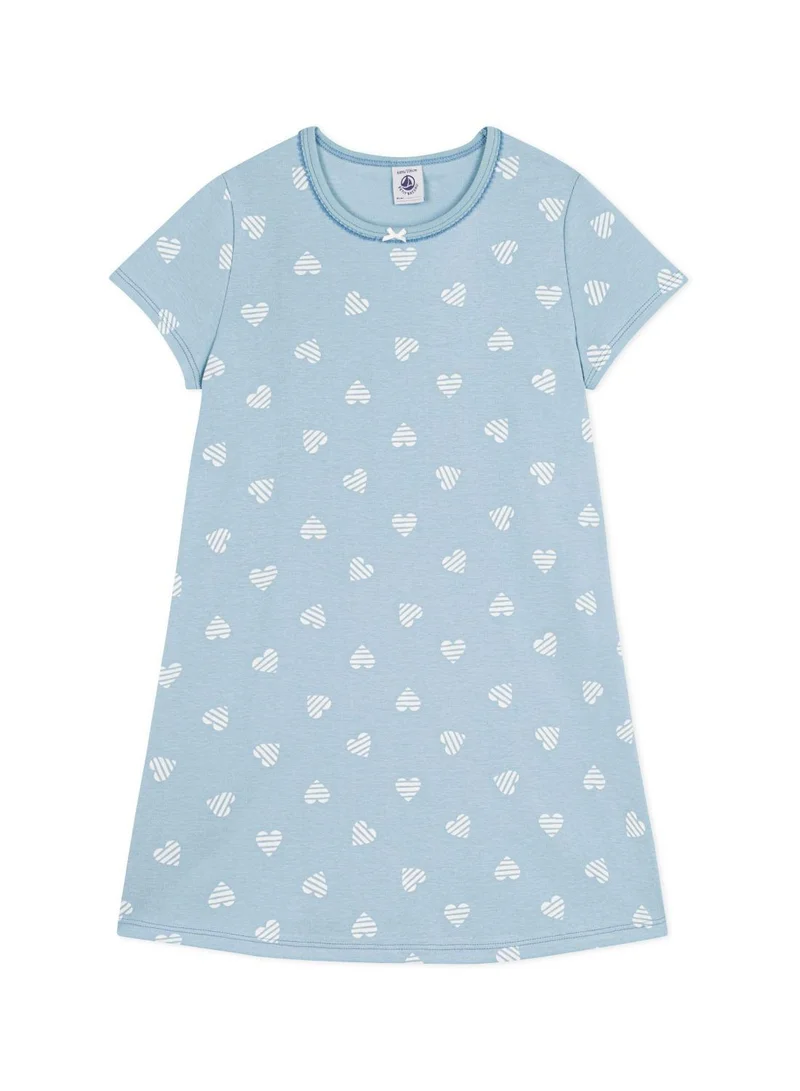 Petit Bateau Children's short-sleeved heart-print cotton nightdress